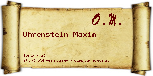 Ohrenstein Maxim névjegykártya